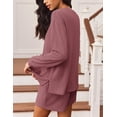 thumbnail image 4 of Ekouaer 2 Pieces Lounge Set for Women Long Sleeve Pajamas Top and Shorts Matching Sets Outfits with Pockets, 4 of 5