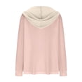thumbnail image 5 of Wancir Hoodies for Women Waffle Knit Long Sleeve Drawstring Button V Neck Casual Pullover Sweatshirt Hooded Tops, 5 of 6