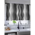 thumbnail image 5 of Sheer Curtains 45 Inch Length 2 Panels Set for Kitchen, Black Stripes Semi Sheer Curtains for Windows, Modern Simple Greyish Gradient Lines Voile Window Treatments Rod Pocket Curtain, 5 of 7