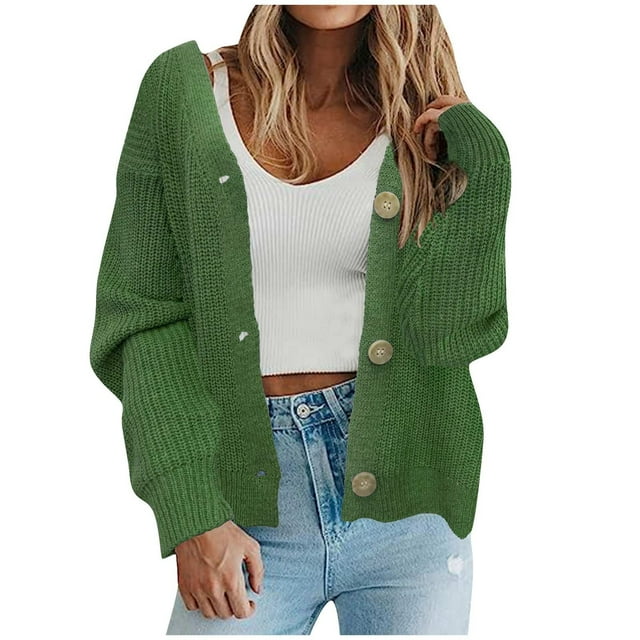 Yuyuzo Cardigan Sweater for Women Button down Cable Knit Sweaters Long Sleeve Oversized Fall Clothes