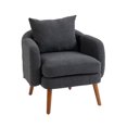 thumbnail image 4 of Boucle Accent Chair with a Pillow, Modern Upholstered Lounge Chair with Rubber Wood Legs, Armchair with Curved Edges for Living Room Bedroom Dressing Room Vanity Room, Carbon Black, 4 of 9