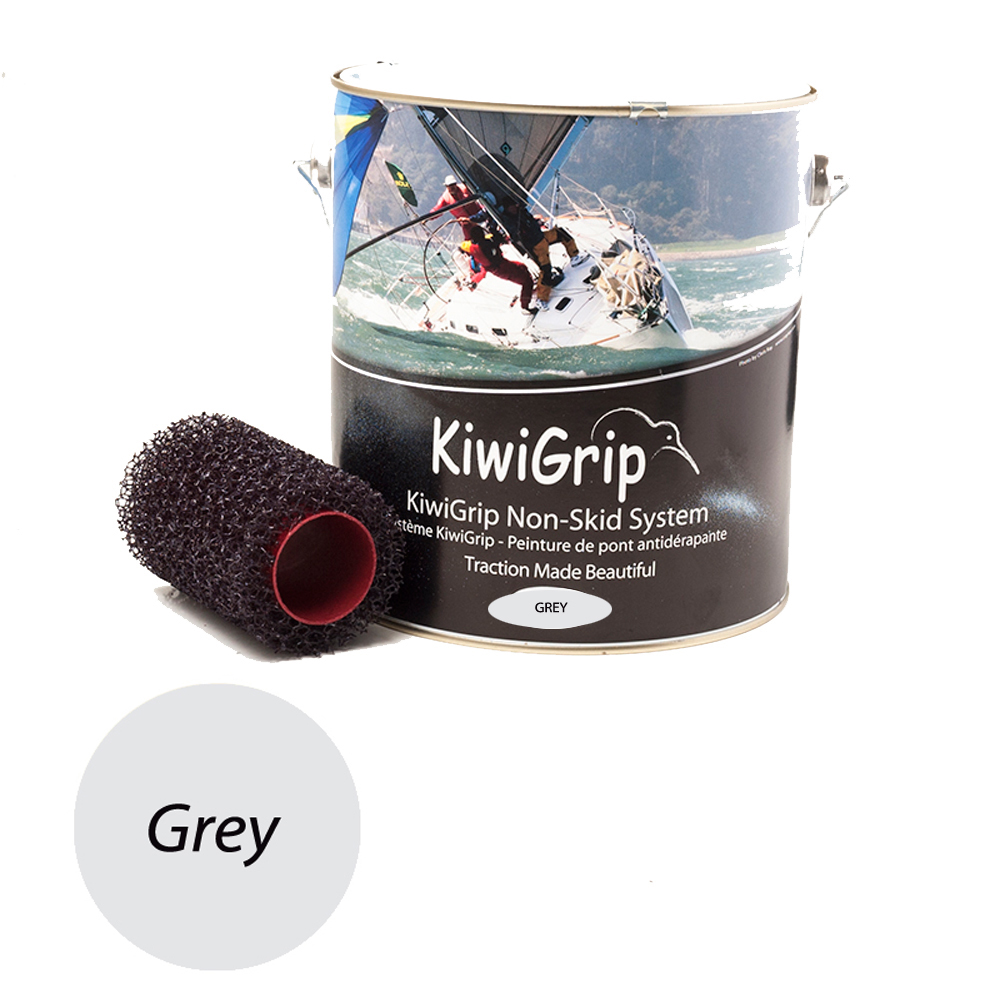 kiwigrip grey 4 liter can and 4" brush bundle
