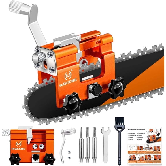 Chainsaw Sharpener Jig with 3 Titanium Bits, Universal Portable Manual Chain Saw Sharpener Tool Kit Accessories for 4" - 22" Chain Saw Sharpening