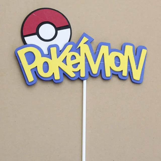 Juego de bandera de Pokémon para pastel, Pikachu, Charmander, Squirtle, fiesta de cumpleaños para niños, decoración de postres, juguete, 1 Juego(1Set7