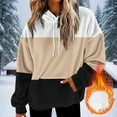 thumbnail image 2 of Erwazi Womens Fuzzy Hoodies Oversized Pullover Hoodie Cozy Hooded Sweatshirt Patchwork Fleece Hoodies with Pockets, 2 of 5