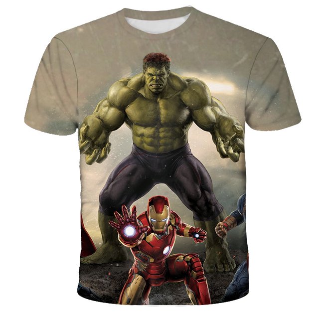 Marvel Superheroes Spiderman T-shirt Kid T Shirts Boys T-shirts Children's Short-sleeved Kids Hulk Captain America Clothes Tee8T Gong Bohan LED
