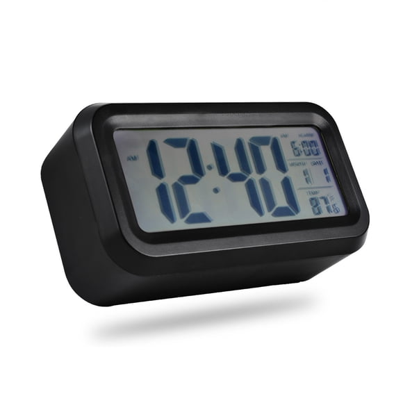 tredstone Alarm Clock Bedroom Temperature Sensor Thermometer Desktop Battery Operated Calendar Snooze Clocks Office Hotel Black