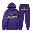 thumbnail image 1 of Womens Plush Long Sleeved Pants Loose Fitting Pullover With Letter Print And Rope Hoodie Two-piece, 1 of 2