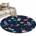 Space Monkey Rug Area Rug 36in, Space Planet Cartoon Rocket Floor Carpet Living Room Rug ...