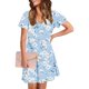 thumbnail image 3 of Vestido Corto de Verano Moda Gradiente Corto de Manga en V Cuello Vestido Casual, Poliéster Ligero de Verano, Lavado de Manos, 3 of 7