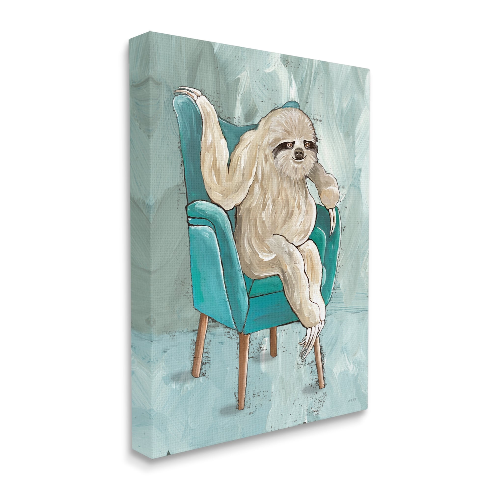 Stupell Industries Modern Sloth Sitting Down Satirical Animal Painting,30 x 40, Design by Cindy Jacobs