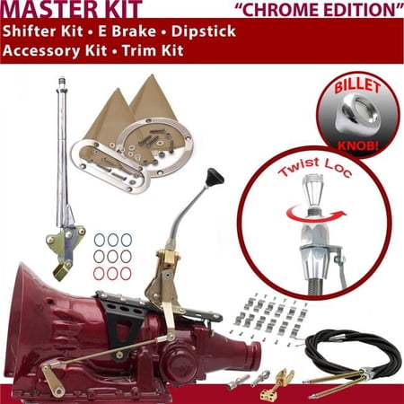 American Shifter C4 Shifter Kit Chrome 8 in. E Brake Cable Clamp Trim Kit Dipstick for ECF44