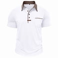 thumbnail image 5 of Qwertyu Mens Casual Polo Shirts Classic Short Sleeve Basic Golf Button Shirt with Pocket White XL, 5 of 6