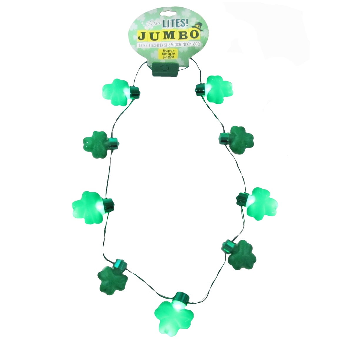 St Patricks Day LED 3 Modes Light Up Necklace  Shamrock 20” Beads Costume Clover 