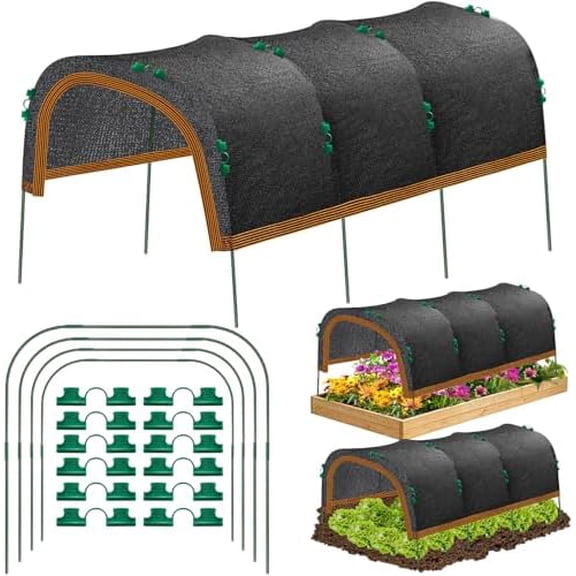 78.7"x39.4" Garden Shade Kit, 70% Garden Sun Shade Cloth with Hoops for Plants Heat Protection, Raised Garden Bed Shade Cover Plant Sun Shade for Outdoor Plants Vegetables