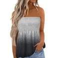 thumbnail image 2 of Women's Casual Strapless Tube Tops - Flowy Sleeveless Bandeau Tanks Daily Summer Loose Blouses Gray 2XL, 2 of 4