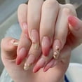 thumbnail image 2 of FCOGIN Long Round, 24 Pieces, Pink, White, Flower, Gradient, Acrylic False Nail, Press on Nail, 2 of 6