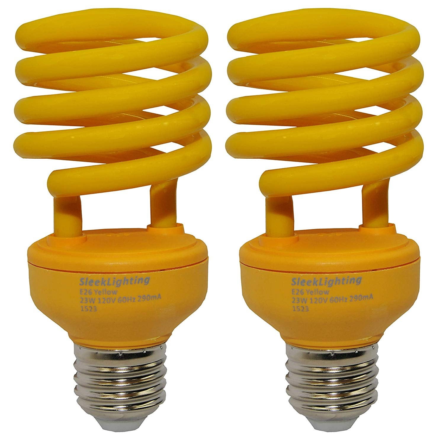 SleekLighting 23 Watt T2 Yellow Bug Light Spiral CFL Light Bulb, 120V