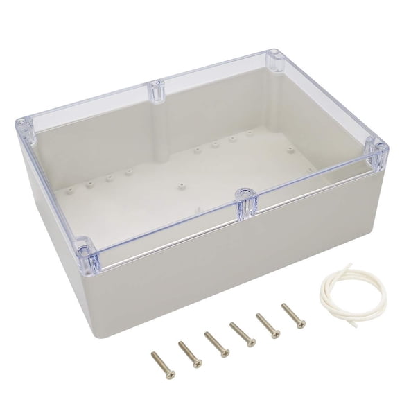 LeMotech Boîte de Jonction en Plastique ABS Étanche à la Poussière et à l'Eau IP65 Boîte Électrique Universelle pour Projet Gris avec Couvercle Transparent/clair 10.4 x 7