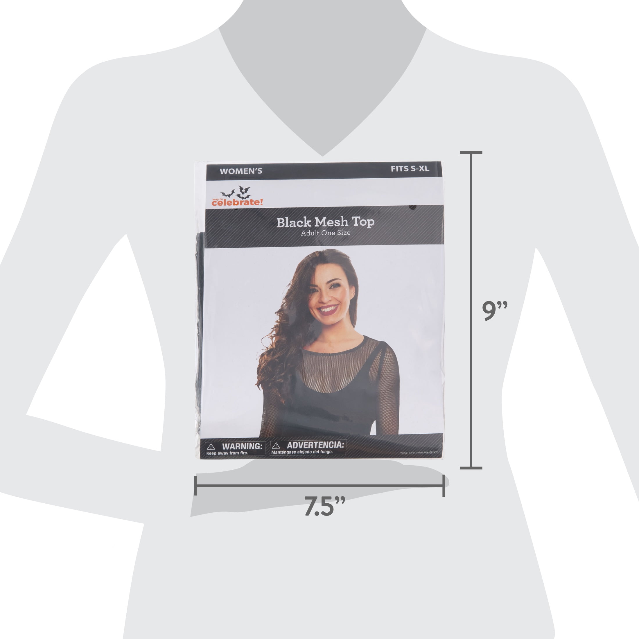 Mesh Top Costume Accessory for Adults, Black, S-XL, Halloween by Way To Celebrate