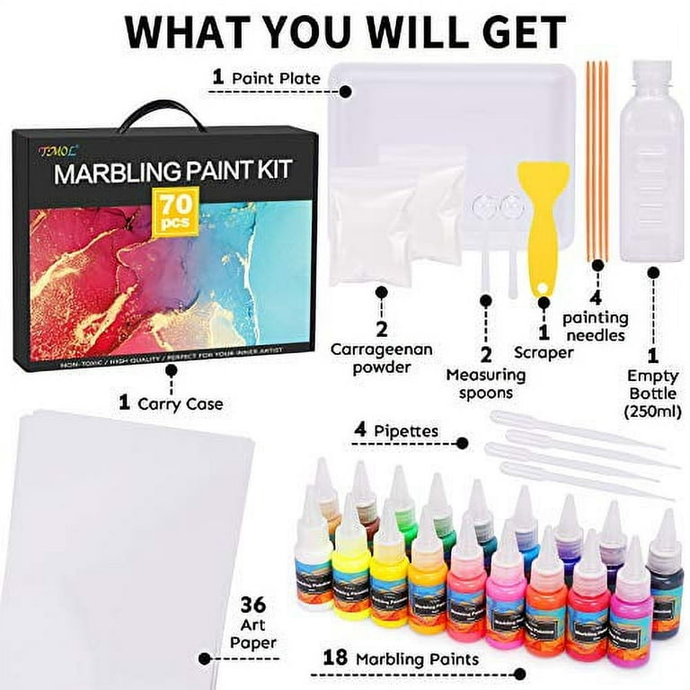 Water Marbling Paint Art Kit, Arts and Crafts Kits for Kids Ages 6-8-12, DIY