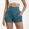 thumbnail image 1 of Hauaitttt High Wlex Yoga Shorts for High Waisted with Inner Layer and Back Zipper for Breathable Comfort Scrunch Yoga Shorts for Women Loose Shorts Women Exercise Shorts Shorts Pack Women's Shorts, 1 of 2