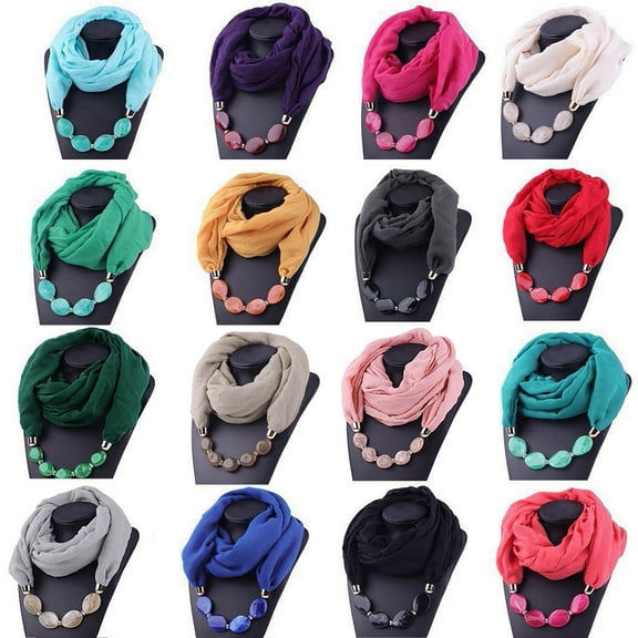 Women's Ethnic Style Necklace Scarf with Pendant Detail Soft Choker Neckwear