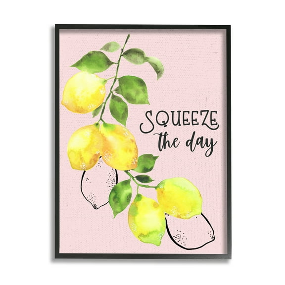 Stupell Industries Squeeze The Day Lemons Food & Beverage Painting Black Framed Art Print Wall Art, 11 x 14