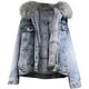 thumbnail image 1 of Abrigo de mezclilla para mujer, abrigo de invierno grueso de vellón, abrigo de algodón extraíble, chaqueta vaquera, chaqueta forrada, jeans con piel, chaqueta de invierno cálida, capucha,, 1 of 4