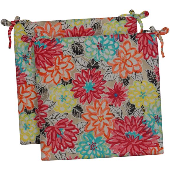 RSH Décor Indoor Outdoor Set of 2 Foam Dining Chair Seat Cushions, 18.5" x 16" x 3", Artistic Floral