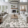 thumbnail image 5 of Pastoral Flower Washable Area Rug 5 x 8 ft Gray Green Flower Vintage Linen Texture , Soft Non Slip Rugs Stain Repellent Indoor Felt Carpet for Living Dining Room Bedroom Home Office, 5 of 9