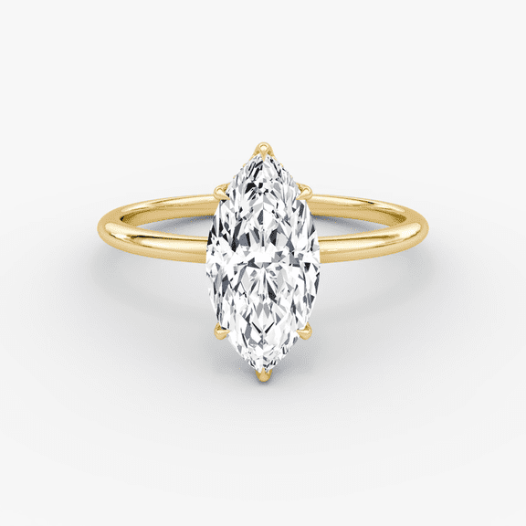 1.0 CT Marquise Cut Lab Grown Diamond Engagement Ring Yellow gold plated 925 Silver Solitaire Ring for Women's