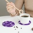 thumbnail image 5 of Purple Camouflage Leather Drinks Coasters Suitable for Various Cups Set of 6 Round Shape, 5 of 6