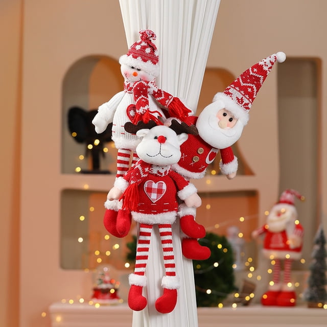 Lo que recibirá: el paquete incluye 3 piezas de hebilla de cortina navideña, temática de Papá Noel, lo suficientemente linda, una izquierda y otra derecha, que pueden satisfacer sus necesida