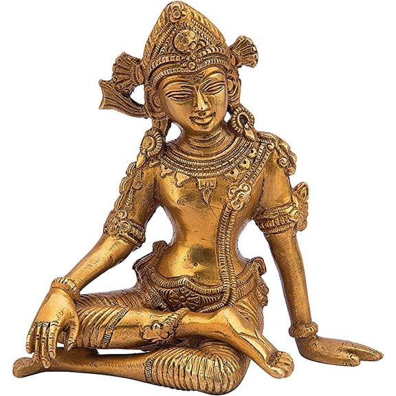 Pink-Lotus Brass Murti of Lord Indra Dev Length 6 inches Height 6 inches Vastu Remedy FengShui