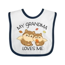 Inktastic My Grandma Loves Me with Cute Squirrels in Autumn Boys or Girls Baby Bib