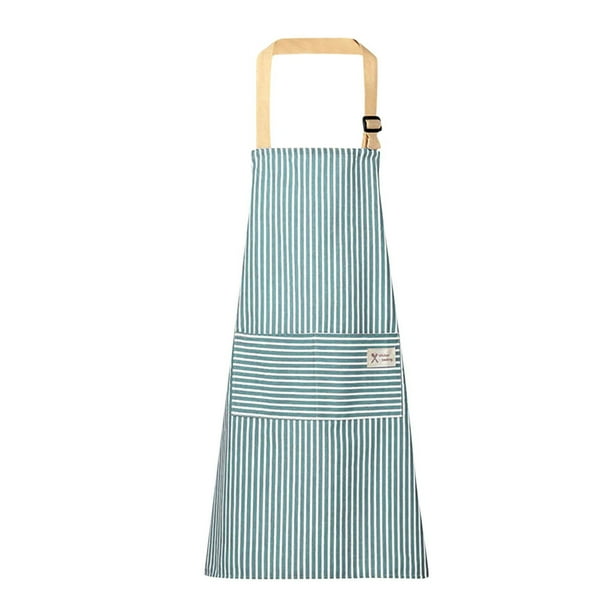 Delantal de algodón de lino con bolsillo - bata sin mangas de PVC para cocina, trabajo y barbacoa, atadura ajustable en la espalda, 72x65cm (2 packs)