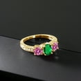 thumbnail image 3 of Gem Stone King 18K Yellow Gold Plated Silver Ring Nano Emerald Pink Moissanite (1.72 Cttw) (Size 5), 3 of 4