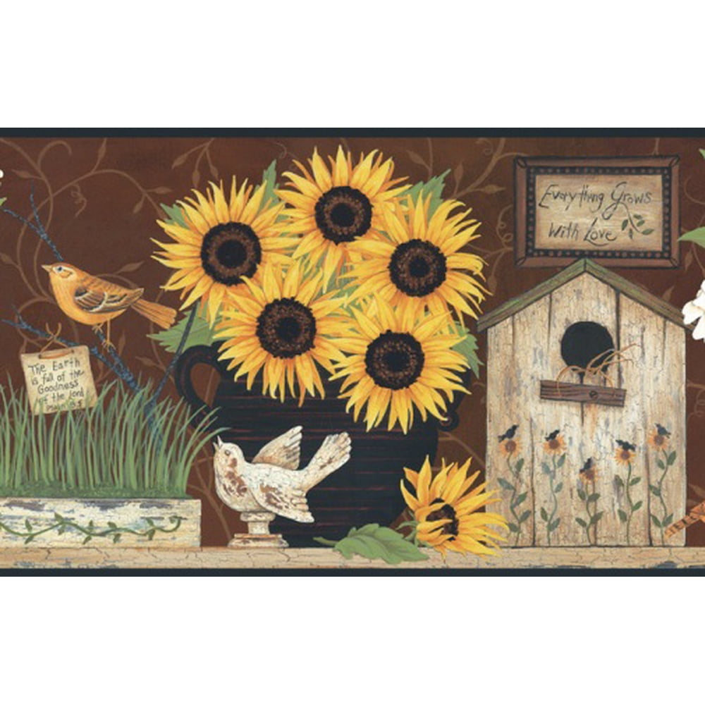877818 Birdhouses & Sunflowers Wallpaper Border CB5545bd