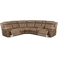 thumbnail image 3 of Bowery Hill Microfiber Reclining Sectional Sofa with Console and Wedge, Brown, 3 of 5