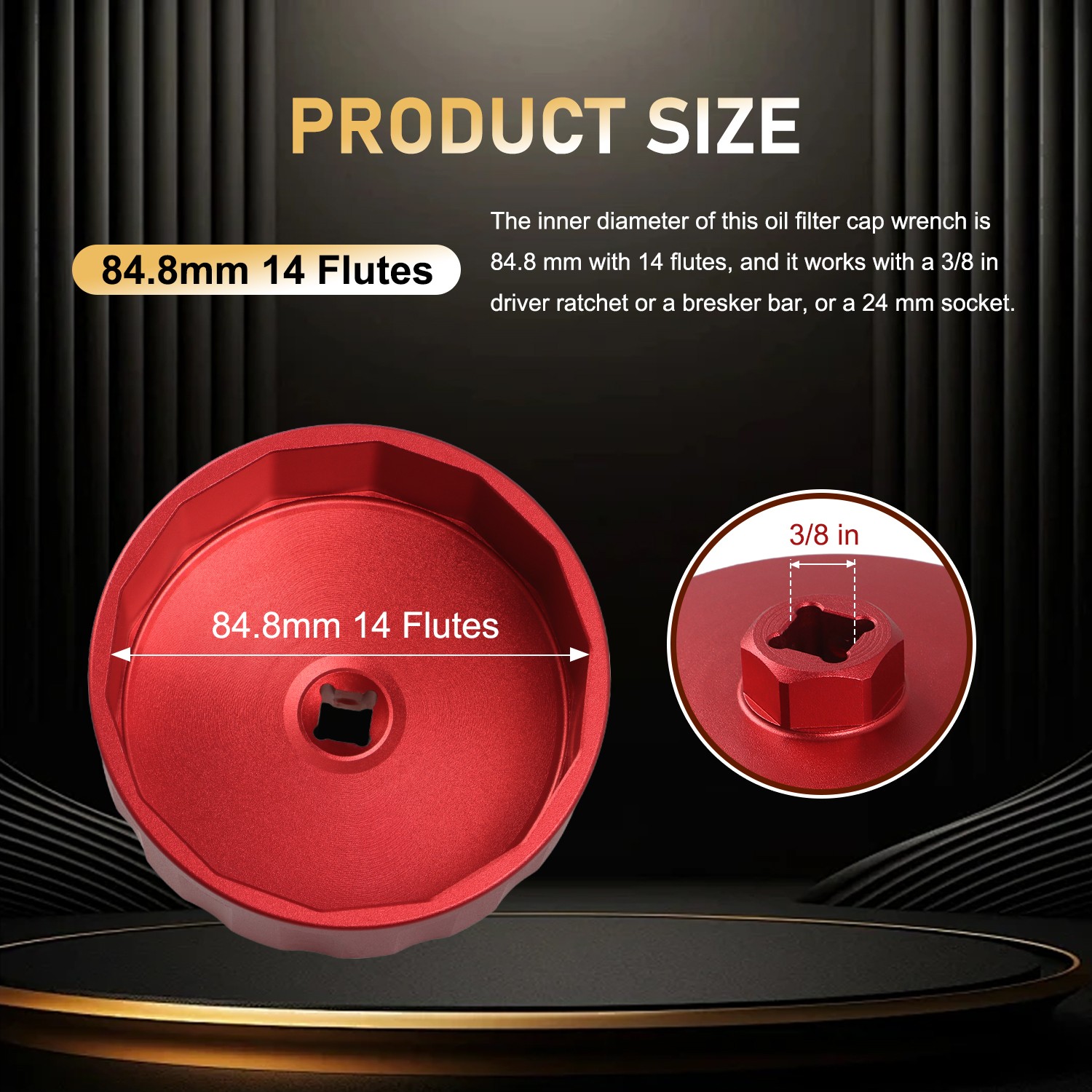 84.8mm 14Flutes Oil Filter Cap Wrench for Mercedes-Benz GL320 GL350 V6 3.0L