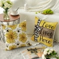 thumbnail image 7 of HAPPINESS Spring Summer Pillow Covers 18x18 inches, Farmhouse Flower Print Decorative Throw Pillow Covers 4 Piece Set, Cotton Linen Sofa Cushion Cover, Garden Patio Home Decor, 7 of 7