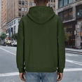 thumbnail image 4 of Men's Jacquard Solid Hoodie Cuffed Long Sleeve Crewneck Quarter Zip Pullover Top with Pockets Olive Green 2XL, 4 of 7