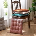 thumbnail image 5 of Nvzi Geometric Pattern Soft Square Chair Pad with Ties Gradient Pom Pom Chair Cushion Garden Patio Home Kitchen Office Seat Cushion (Pink,16"x16"), 5 of 5