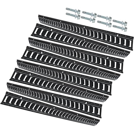 labwork 8 PCS Powder Coat Black E Track Tie Down Rail Kit 5 Foot Heavy Loads Up to 2000 lbs for Garages Vans Trailers Motorcycle Tie Downs
