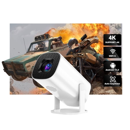 P30 Portable Mini Projector, Android 11 Smart Home Theater Projector with WiFi 6 (2.4G/5G) & Bluetooth 5.4, Auto Keystone Correction, 30-100 Inch Display, Wireless Mirroring AirPlay/Miracast, 4K Vide