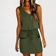 thumbnail image 2 of Hrsba Womens Summer Sleeveless Dress,Plus Size Casual Dress for Womens,Women's Summer Sexy Fashion Solid Color Sleeveless V-Neck Bandage Pocket Dress, 2 of 5