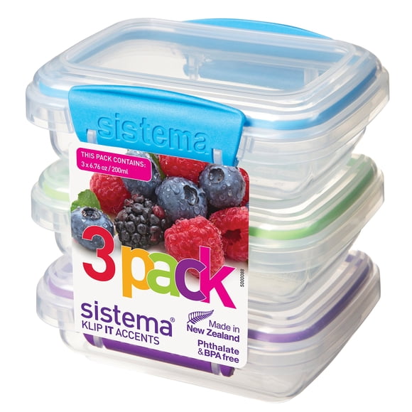 Contenedores de almacenamiento de alimentos Sistema KLIP IT Accents de 0,2 L, 3 unidades