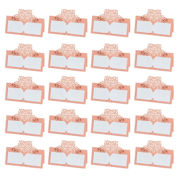 OUNONA 50pcs Heart-Shaped Place Name Cards for Tables, Iridescent Vintage Wedding Table Signs, Elegant Party Seating Decor
