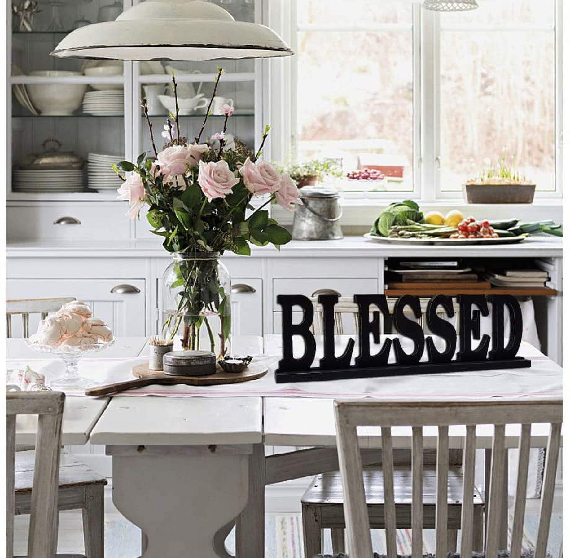 Grace Home wood kitchen tabletop sign for home decor, wooden block letters  kitchen sign rustic freestanding words house decoration